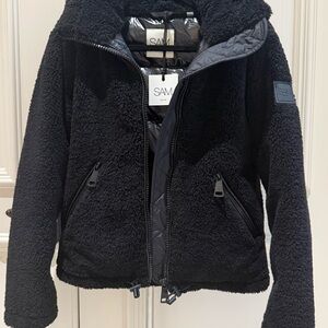 SAM Bailey Black Hooded Sherpa Jacket